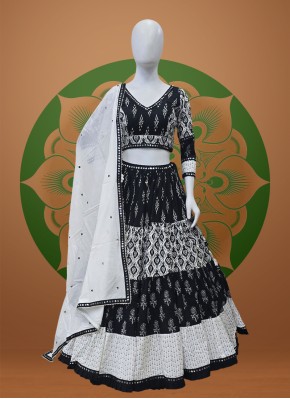 Traditional Print Cotton Garba Wear Chaniya Choli in