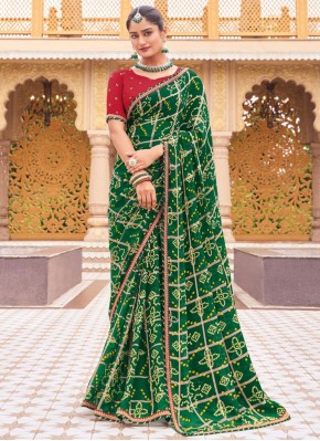 Traditional Saree Lace Georgette in Green