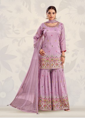 Traditional Work Jacquard Silk Sharara Style Salwar Suit for Party