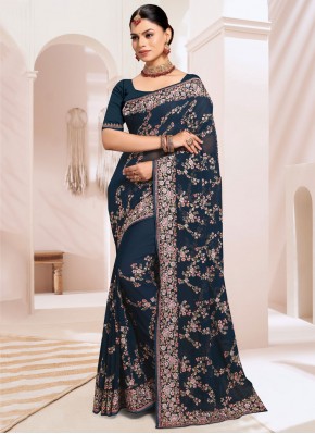 Trendy Morpeach  Embroidered Trendy Saree