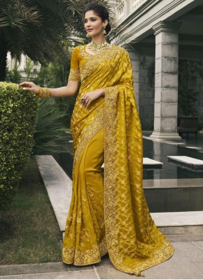 Trendy Saree Border Tussar Silk in Mustard