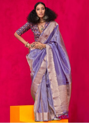 Trendy Saree Weaving Tissue in Lavender