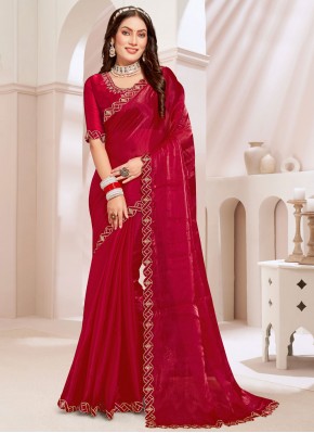 Trendy Saree Zircon Silk in Rani and Red