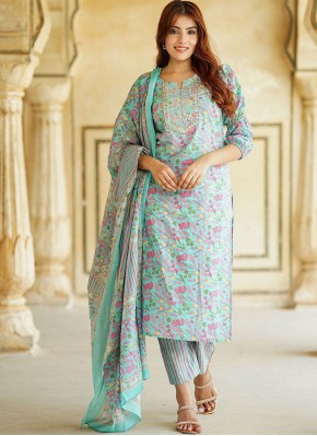 Turquoise Festival Trendy Salwar Kameez