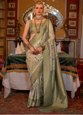 Tussar Silk Contemporary Saree in Green