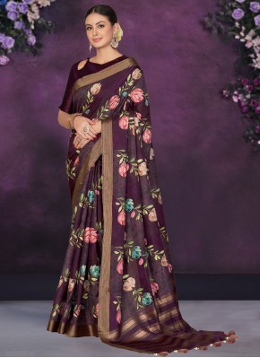 Tussar Silk Purple Classic Saree