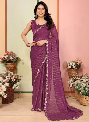 Unique Purple Printed Rangoli Contemporary Saree