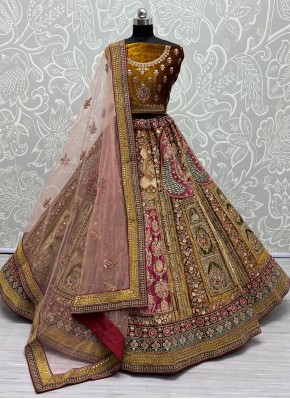 Velvet Multi Colour Trendy Lehenga Choli