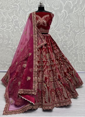 Velvet Pink and Rani Trendy Lehenga Choli