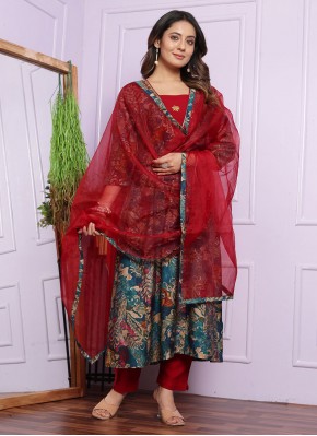 Versatile Handwork Silk Multi Colour Readymade Salwar Suit