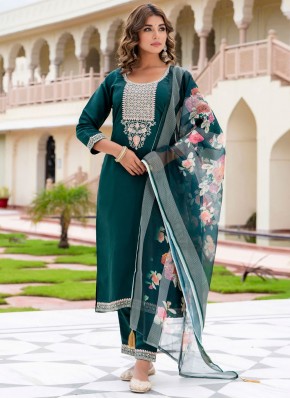 Vibrant Green and Teal Trendy Salwar Kameez