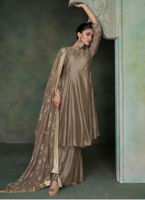 Vibrant Plain Brown Salwar Kameez