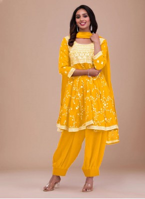 Vichitra Silk Trendy Salwar Suit in Yellow