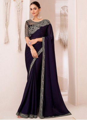 Violet Border Contemporary Saree