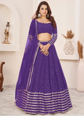 Violet Sequins Trendy Lehenga Choli