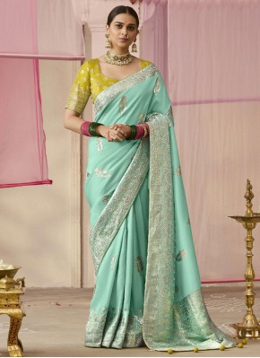 Viscose Aqua Blue Classic Saree