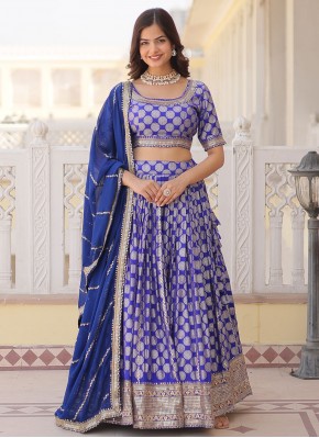 Viscose Blue Sequins Trendy Lehenga Choli