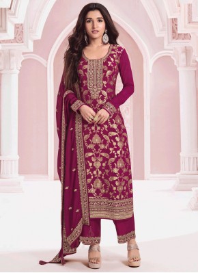 Viscose Embroidered Purple Salwar Kameez