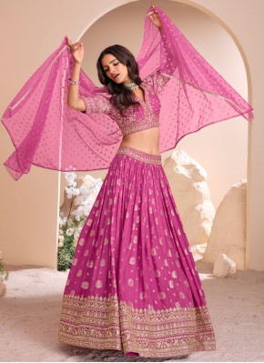 Viscose Jacquard Work Magenta Readymade Lehenga Ch