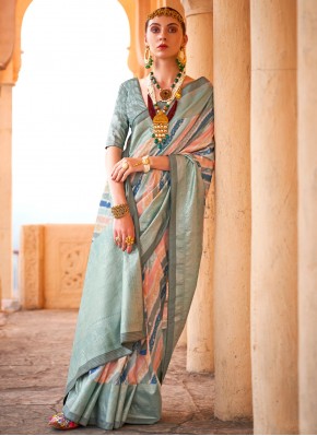 Viscose Multi Colour Foil Print Trendy Saree