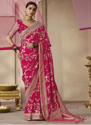 Viscose Weaving Trendy Saree in Rani