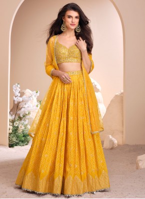 Viscose Yellow Zari Readymade Lehenga Choli