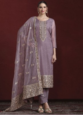 Vivacious Lavender Zari Salwar Kameez