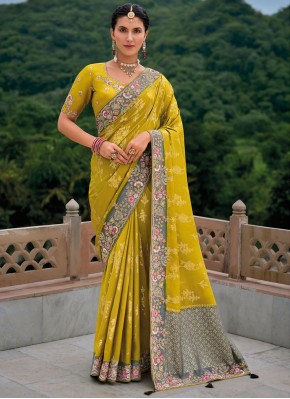 Vivid Mustard Engagement Classic Saree