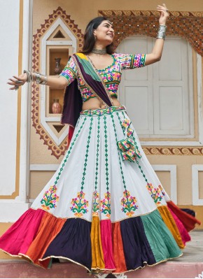 Voluptuous White Mirror Readymade Lehenga Choli