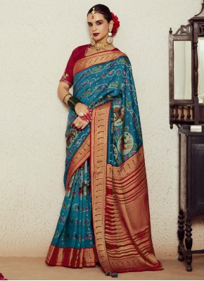 Weaving Brasso Trendy Saree in Morpeach 