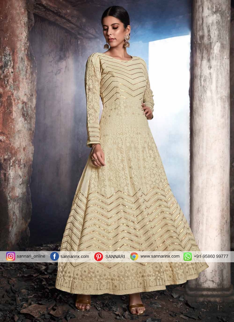 cream anarkali dress