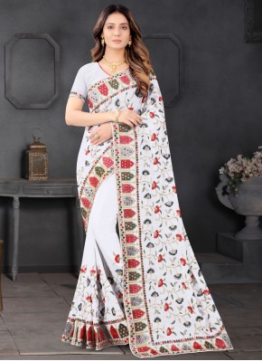 Whimsical Georgette White Contemporary Saree