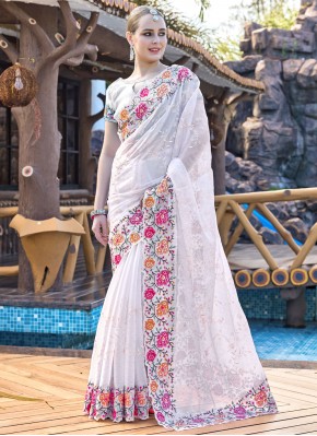 White Color Designer Saree