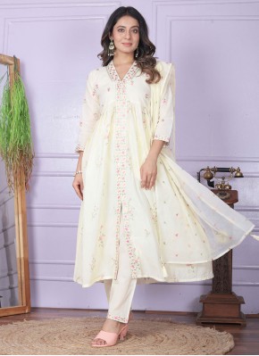 White Embroidered Cotton Salwar Kameez