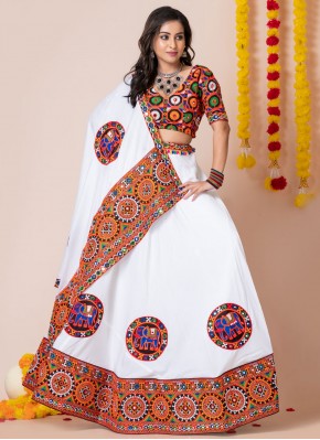 White Mehndi Rayon Trendy Lehenga Choli