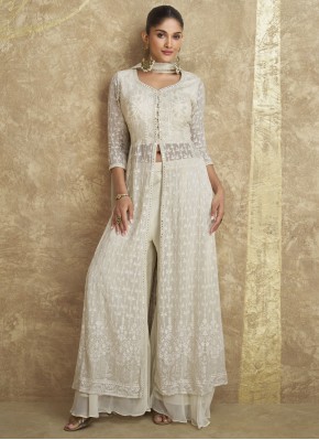 White Mehndi Readymade Salwar Kameez