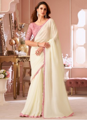 White Sangeet Designer Saree