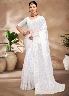 White Sequins Contemporary Saree