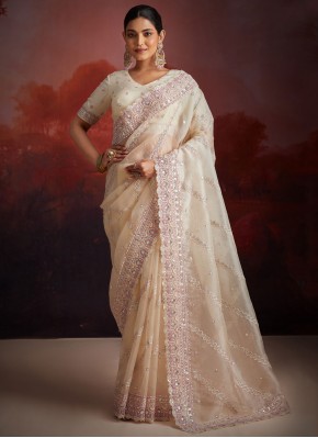 White Stone Sangeet Designer Saree