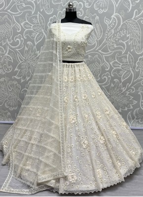 White Thread Mehndi Lehenga Choli