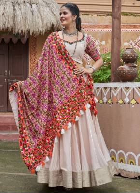 White Viscose Border Readymade Lehenga Choli