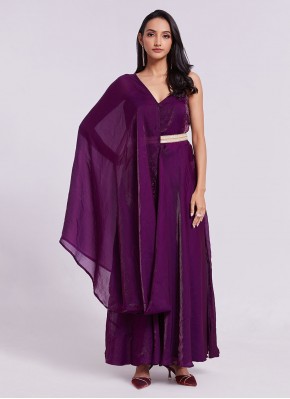 Wine Color Trendy Gown