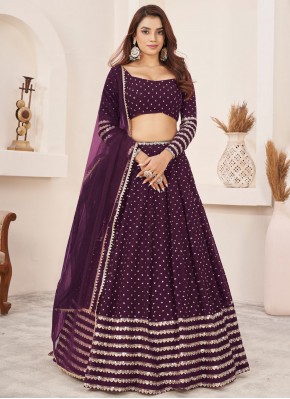 Wine Georgette Lehenga Choli