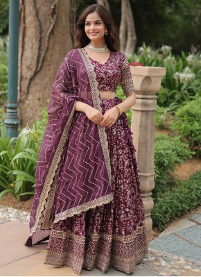 Wine Thread Lehenga Choli