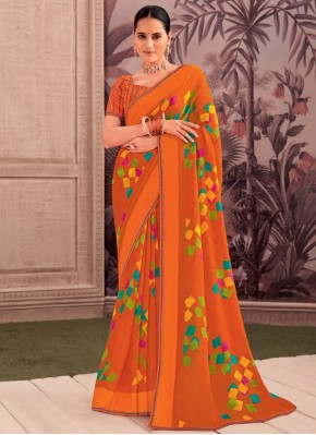 Winsome Georgette Orange Traditional Saree