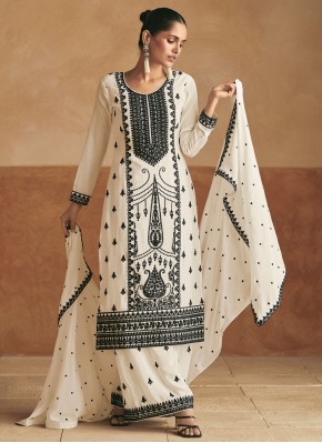 Wonderous White Sangeet Readymade Salwar Kameez