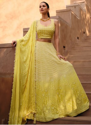 Yellow Ceremonial Georgette Readymade Lehenga Choli