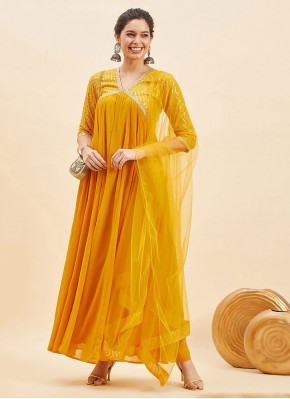 Yellow Color Readymade Gown