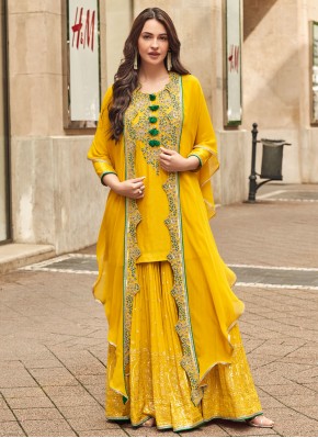 Yellow Embroidered Readymade Salwar Kameez