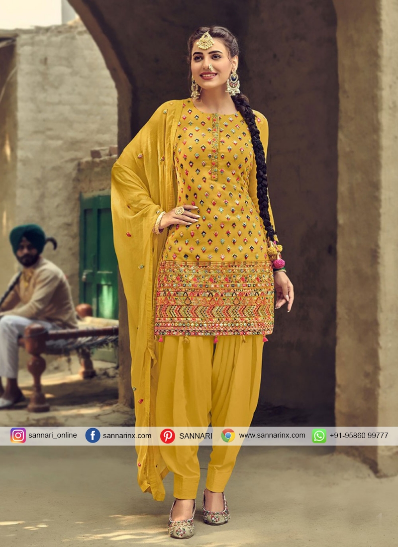 yellow colour patiala suit